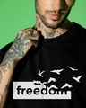 Shop Men's Jet Black Freedom Graphic Printed Oversized T-shirt