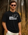 Shop Men's Jet Black Freedom Graphic Printed Oversized T-shirt-Front