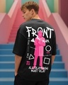 Shop Men's Jet Black Front Man Graphic Printed Oversized T-shirt-Front