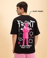 Shop Men's Jet Black Front Man Graphic Printed Oversized T-shirt-Full