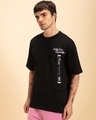 Shop Men's Jet Black Front Man Graphic Printed Oversized T-shirt