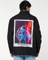 Shop Men's Jet Black Graphic Printed Oversized Shirt-Front
