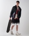 Shop Men's Jet Black Itachi Graphic Printed Oversized Windcheater Jacket-Full