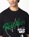 Shop Men's Jet Black Higher Graphic Printed Oversized T-shirt