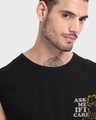 Shop Men's Jet Black If I Care Graphic Printed Oversized Vest
