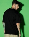 Shop Men's Jet Black Just Keep Going Typography Oversized T-shirt-Full