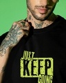 Shop Men's Jet Black Just Keep Going Typography Oversized T-shirt