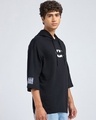 Shop Men's Jet Black Justice Bat Graphic Printed Oversized Hoodie T-shirt-Full