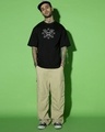 Shop Men's Jet Black Kaido Beast Graphic Printed Oversized T-shirt