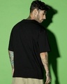 Shop Men's Jet Black Nope Bruh Typography Oversized T-shirt-Full