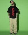Shop Men's Jet Black Nope Bruh Typography Oversized T-shirt