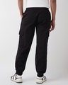 Shop Men's Jet Black Oversized Cargo Jogger Pants-Full