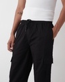 Shop Men's Jet Black Oversized Cargo Jogger Pants