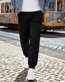 Shop Men's Jet Black Oversized Cargo Jogger Pants-Front