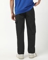 Shop Men's Jet Black Oversized Cargo Pants-Design