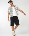 Shop Men's Jet Black Oversized Cotton Linen Shorts-Full