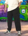 Shop Men's Jet Black Oversized Plus Size Cargo Jogger Pants-Front