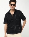 Shop Men's Jet Black Oversized Shirt-Front