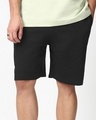 Shop Men's Jet Black Oversized Shorts-Front