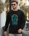 Shop Men's Jet Black Play It Loud Graphic Printed Oversized T-shirt-Front