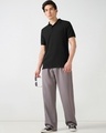 Shop Men's Jet Black Textured Korean Polo T-shirt-Full
