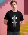 Shop Men's Jet Black Red Light Green Light Graphic Printed T-shirt-Front
