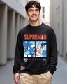 Shop Men's Jet Black Retro Comic Graphic Printed Oversized T-shirt-Front