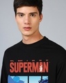 Shop Men's Jet Black Retro Comic Graphic Printed Oversized T-shirt
