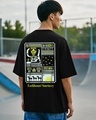 Shop Men's Jet Black Sanctuary Graphic Printed Oversized T-shirt-Front