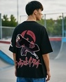Shop Men's Jet Black Sharingan Graphic Printed Oversized T-shirt-Front