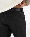 Shop Men's Jet Black Slim Straight Fit Stretchable Mid-Rise Jeans