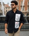 Shop Men's Jet Black Stay Original Graphic Printed Oversized Shirt-Front