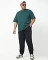 Shop Men's Jet Black Super Loose Fit Plus Size Cargo Jogger Pants-Full