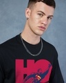 Shop Men's Jet Black Superman Graphic Printed Oversized T-shirt