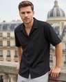 Shop Men's Jet Black Textured Oversized Shirt-Front