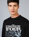 Shop Men's Jet Black The Four Graphic Printed Oversized T-shirt