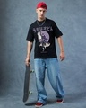 Shop Men's Jet Black The Masked Man Graphic Printed Oversized T-shirt