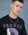 Shop Men's Jet Black The Masked Man Graphic Printed Oversized T-shirt