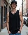 Shop Men's Jet Black Vest-Front
