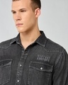 Shop Men's Jet Black Punisher Washed Denim Shirt