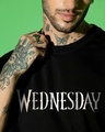 Shop Men's Jet Black Wednesday Typography Oversized T-shirt