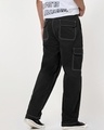 Shop Men's Jet Black Wide Leg Cargo Pants-Design