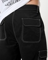 Shop Men's Jet Black Wide Leg Cargo Pants