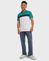 Shop Men's Green & Black Color Block Polo T-shirt-Full