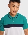 Shop Men's Green & Black Color Block Polo T-shirt