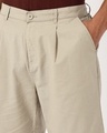 Shop Men's Khaki Brown Oversized Cotton Linen Shorts