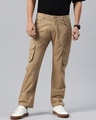 Shop Men's Khaki Relaxed Fit Cargo Pants-Front