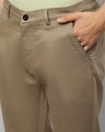Shop Men's Khaki Slim Fit Trousers-Full