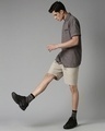 Shop Men's Khaki Woven Slim Fit Shorts-Full