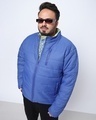 Shop Men's Lapis Blue Oversized Plus Size Puffer Jacket-Front